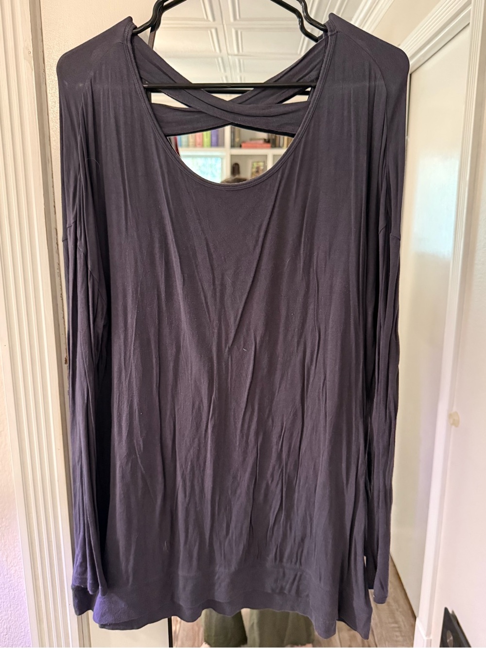 Women’s Long Sleeve Crisscross Back Top - Dark Gray